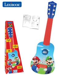 Jouet-Activités artistiques et musicales-Instruments de musique-Lexibook - Ma Première Guitare Super Mario - 53 cm - Guide d'apprentissage inclus