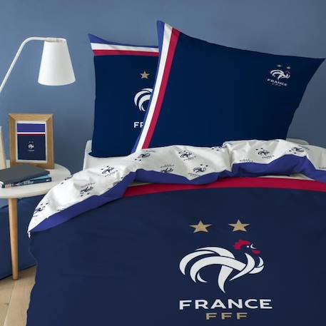 Parure de lit imprimée 100% coton, FFF DRAPEAU. Taille : 140x200 cm BLEU 1 - vertbaudet enfant 