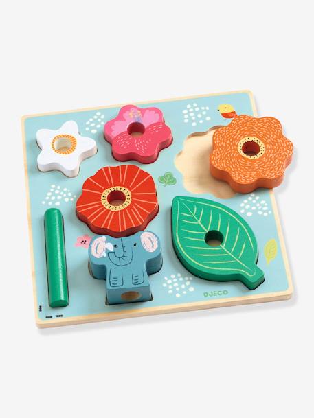 Puzzle d'encastrement et jeu d'empilement 'Puzz & Stack Happy' - DJECO multicolore 3 - vertbaudet enfant 