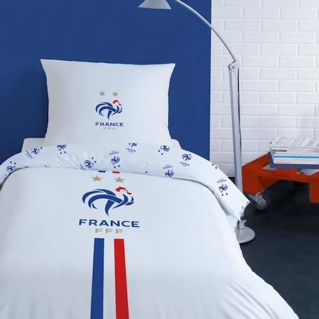 Housse de couette + taie d'oreiller 100% coton Equipe de France FFF Classic - Taille : 140x200 cm BLANC 1 - vertbaudet enfant 