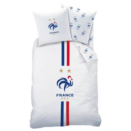 Housse de couette + taie d'oreiller 100% coton Equipe de France FFF Classic - Taille : 140x200 cm BLANC 3 - vertbaudet enfant 