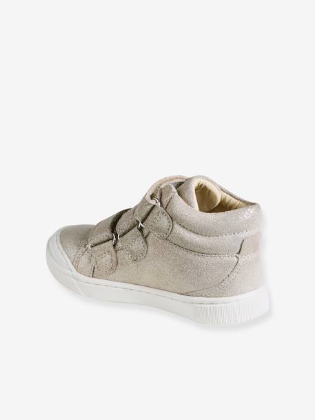 Baskets enfant fille cuir à scratchs beige imprimé+marine+or 13 - vertbaudet enfant 