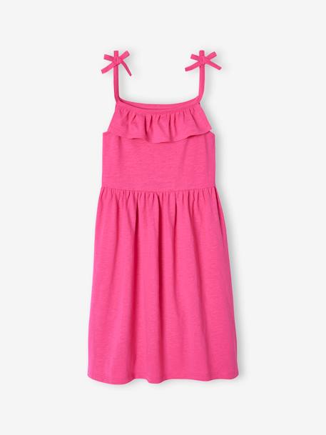 Lot de 2 robes à bretelles Basics fille 1 imprimée + 1 unie fuchsia+lot bleu/imprimé fleurs roses+lot jaune / imprimé fleurs jau 2 - vertbaudet enfant 