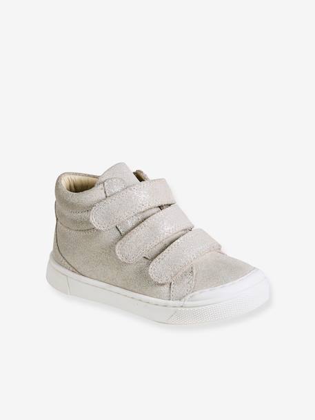 Baskets enfant fille cuir à scratchs beige imprimé+marine+or 11 - vertbaudet enfant 