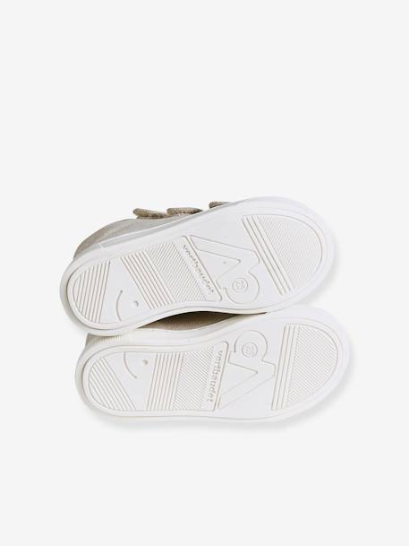 Baskets enfant fille cuir à scratchs beige imprimé+marine+or 15 - vertbaudet enfant 