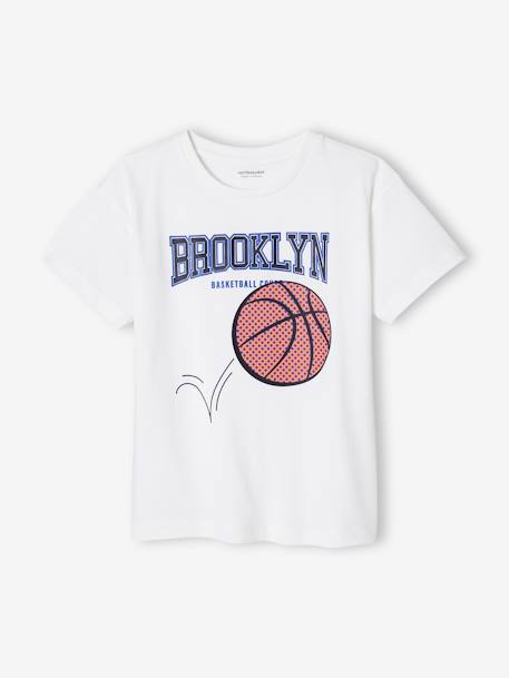 T-shirt motif basket détails en relief garçon écru 1 - vertbaudet enfant 