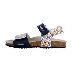 Chaussures-Chaussures fille 23-38-Sandales-Sandale Plate Cuir Geox Ghita Print.Synth.Lea - Marine Multi
