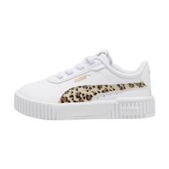 Chaussures-Chaussures fille 23-38-Basket à Lacets Puma Carina 2.0 Animal Update AC Inf - Blanc-Or