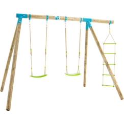 Jouet-Jeux de plein air-Jeux de jardin-Portique gineste tp toys 2 balancoires / echelle corde / kit d'ancrage h.209 cm
