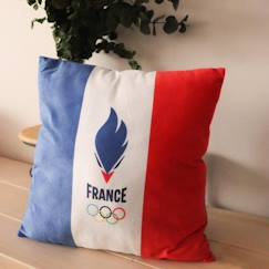 Linge de maison et décoration-Décoration-Coussin imprimé 100% polyester PARIS 2024 JO EQUIPE DE FRANCE OLYMPIQUE DRAPEAU