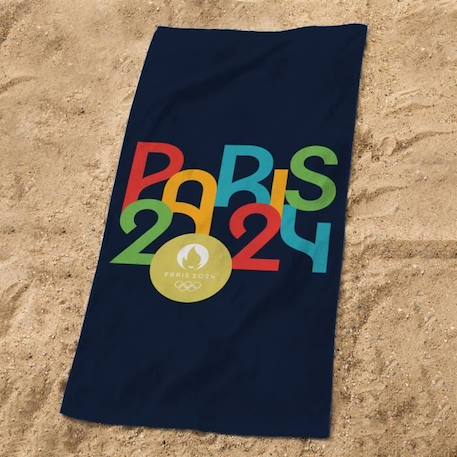 Drap de plage imprimé 100% coton PARIS 2024 JO OLY ARCHES, Taille : 75x150 cm BLEU 2 - vertbaudet enfant 