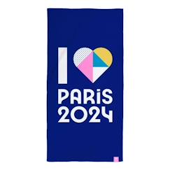 Linge de maison et décoration-Linge de bain-Drap de plage imprimé 100% coton PARIS 2024 JEUX OLYMPIQUES COEUR