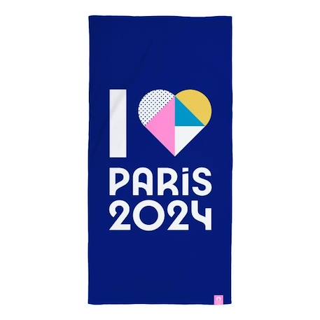 Drap de plage imprimé 100% coton PARIS 2024 JEUX OLYMPIQUES COEUR BLEU 1 - vertbaudet enfant 