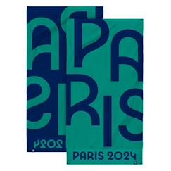 Linge de maison et décoration-Serviette jacquard 100% coton PARIS 2024 JO OLY COLORS, Taille : 70x133 cm