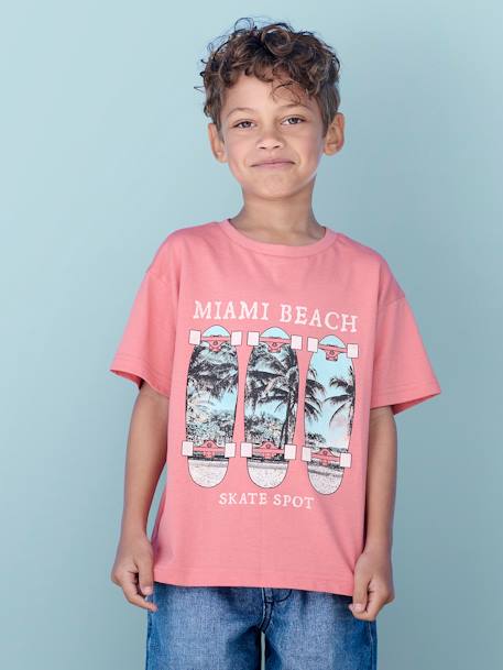 Tee-shirt photoprint garçon corail+écru+vert d'eau 1 - vertbaudet enfant 