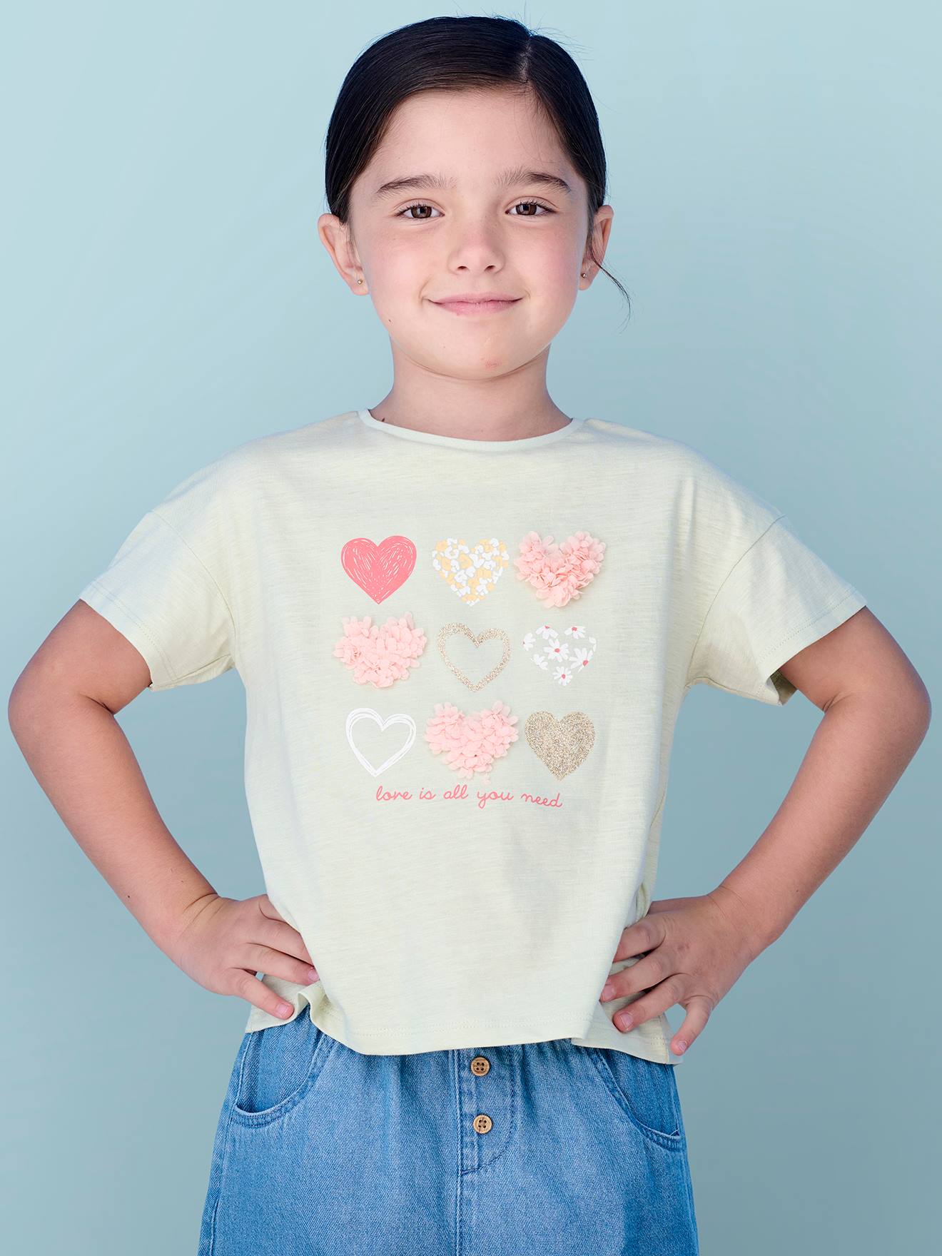 T-shirt Manches Longues Fille à Motif Métallisé - Vertbaudet - En Coton Doux Et Partiellement Recyclé