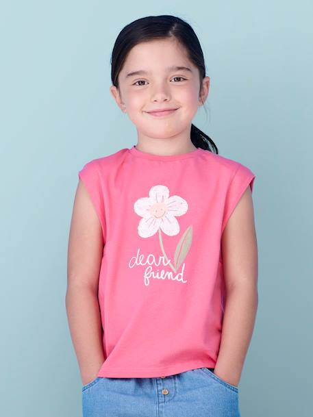 T-shirt à épaulettes motif placé fille  - vertbaudet enfant