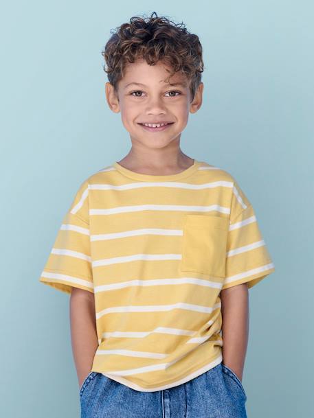 Tee-shirt rayé garçon personnalisable ocre+vert d'eau 1 - vertbaudet enfant 