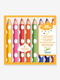 Jouet-Activités artistiques et musicales-Tableaux, dessin et peinture-8 crayons de couleurs pour les petits - DJECO