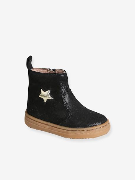 Bottines bébé cuir zippées noir 1 - vertbaudet enfant 