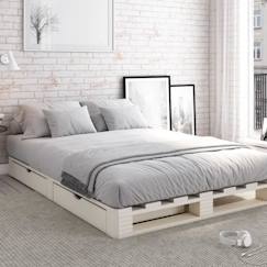 Chambre et rangement-Lit palette avec tiroirs en pin blanc 140x200 Siméon