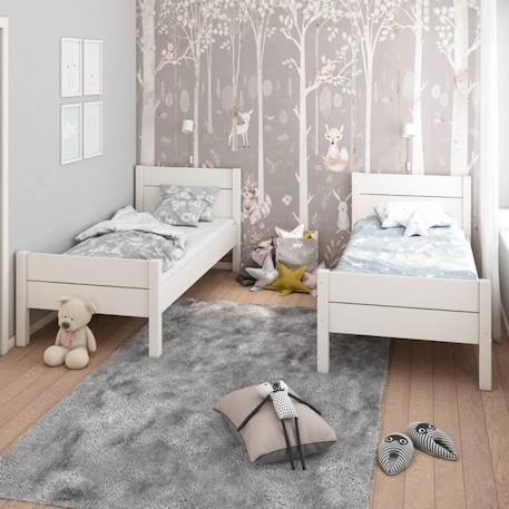 Lit superposé avec lit gigogne en pin blanc bois 90x200 H153 Achille BLANC 3 - vertbaudet enfant 