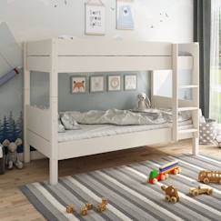 Chambre et rangement-Chambre-Lit bébé, lit enfant-Lit superposé avec matelas en pin blanc 90x200 H153 Achille