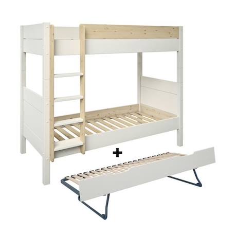Lit superposé avec lit gigogne en pin blanc bois 90x200 H174 Achille BLANC 4 - vertbaudet enfant 