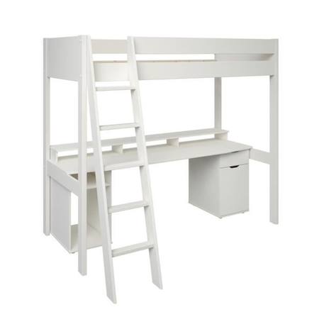 Lit mezzanine avec bureau en pin blanc 90x200 Edouard BLANC 4 - vertbaudet enfant 