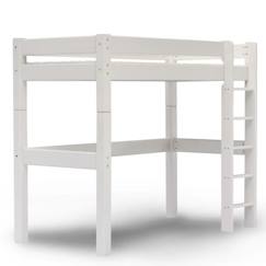 -Lit mezzanine échelle droite en pin blanc 90x200 Lilja