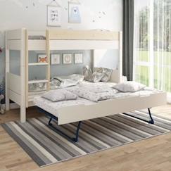 Chambre et rangement-Chambre-Lit superposé avec lit gigogne en pin blanc bois 90x200 H153 Achille