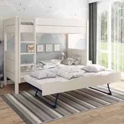 Lit superposé avec lit gigogne en pin blanc 90x200 H174 Achille  - vertbaudet enfant