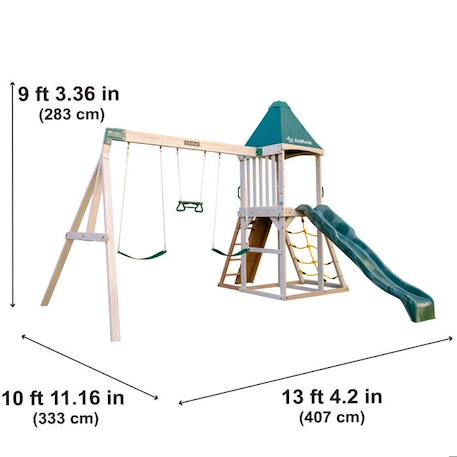 KidKraft - Aire de jeux portique en bois Emerald Challenge avec toboggan, balançoires et mur d'escalade - FSC MARRON 6 - vertbaudet enfant 