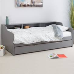 Chambre et rangement-Lit avec lit gigogne en pin gris 90x200 Arthur