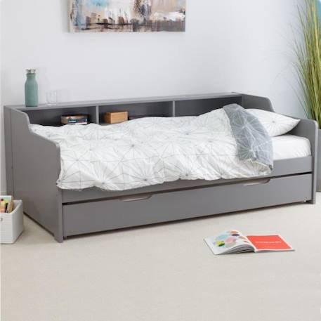 Lit avec lit gigogne en pin gris 90x200 Arthur GRIS 1 - vertbaudet enfant 