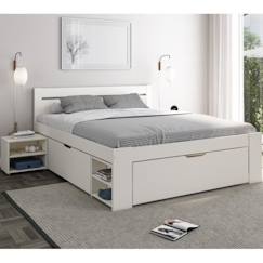 Chambre et rangement-Lit multi-rangements en pin blanc 140x200 Arthur