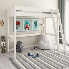 Chambre et rangement-Chambre-Lit bébé, lit enfant-Lit mezzanine en pin blanc 90x200 Edouard