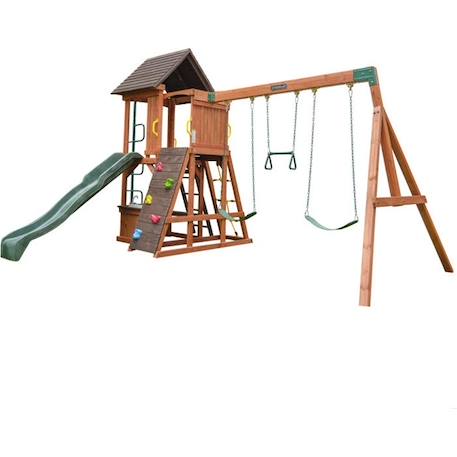 KidKraft - Aire de jeux portique en bois Raptor Trail avec toboggan, mur d'escalade et balançoires - FSC MULTICOLORE 1 - vertbaudet enfant 