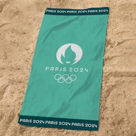 Drap de plage imprimé 100% coton, PARIS 2024 JEUX OLYMPIQUES VAINQUEUR BLEU 2 - vertbaudet enfant 