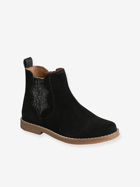 Boots enfant fille cuir détails festons lot beige+marine+marron+noir+taupe 17 - vertbaudet enfant 
