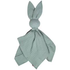 Jouet-Doudou plat Lapin personnalisable Jeanne - Sevira Kids - Vert - Gaze de coton - 50x50cm