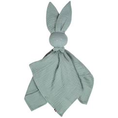 -Doudou plat Lapin personnalisable Jeanne - Sevira Kids - Vert - Gaze de coton - 50x50cm