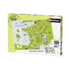 Jouet-Jeux éducatifs-Puzzle enfant 100 pièces - Carte de France - Nathan - Trieur 3 compartiments - Dès 6 ans