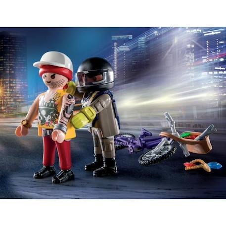 PLAYMOBIL - 71255 - City Action - Starter Pack Agent et voleur BLEU 4 - vertbaudet enfant 