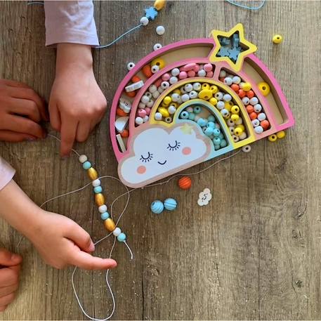 Coffret Arc en Ciel Perles Bois SYCOMORE - Créez de Magnifiques Bijoux - Enfant - 7 ans - Fille - Multicolore ROSE 3 - vertbaudet enfant 