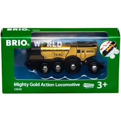 -Brio World Locomotive Dorée Puissante à piles - Accessoire son & lumière Circuit de train en bois - Ravensburger - Dès 3 ans -