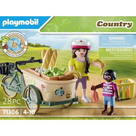 PLAYMOBIL - Cycliste avec vélo et remorque avant - Ferme - Jouet pour enfant de 4 ans et plus BLANC 4 - vertbaudet enfant 