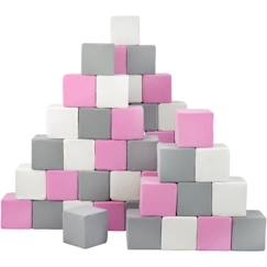 Jouet-Premier âge-Premières manipulations-Pyramide en mousse pour enfant - Velinda - lot de 45 blocs - blanc, rose, gris