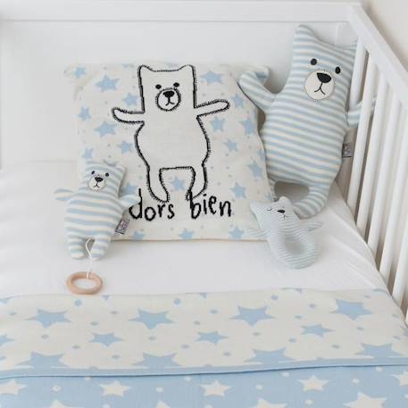 Peluche - SEVIRA KIDS - Ourson en tricot - Bleu - 35 cm x 16 cm - Bébé - Mixte BLEU 2 - vertbaudet enfant 