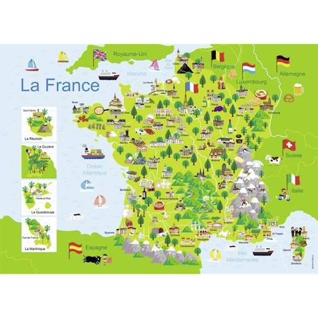 Puzzle enfant 100 pièces - Carte de France - Nathan - Trieur 3 compartiments - Dès 6 ans VERT 2 - vertbaudet enfant 